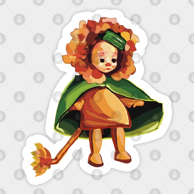 Cute little Cowardly Lion from the Wizard of Oz Sticker by Peaceful Pigments